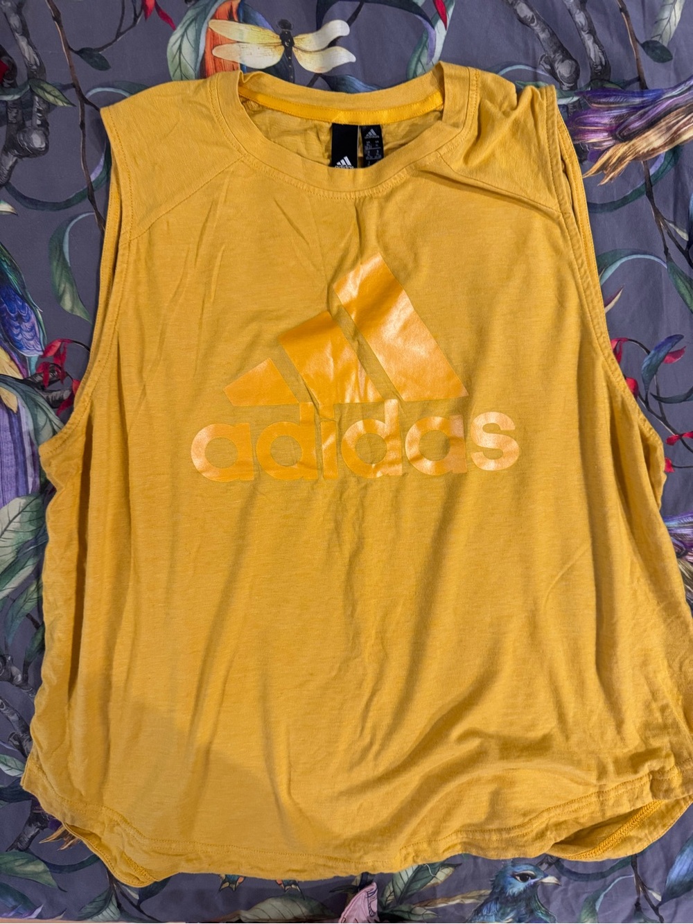 adidas Yellow Logo Sleeveless Muscle Tank